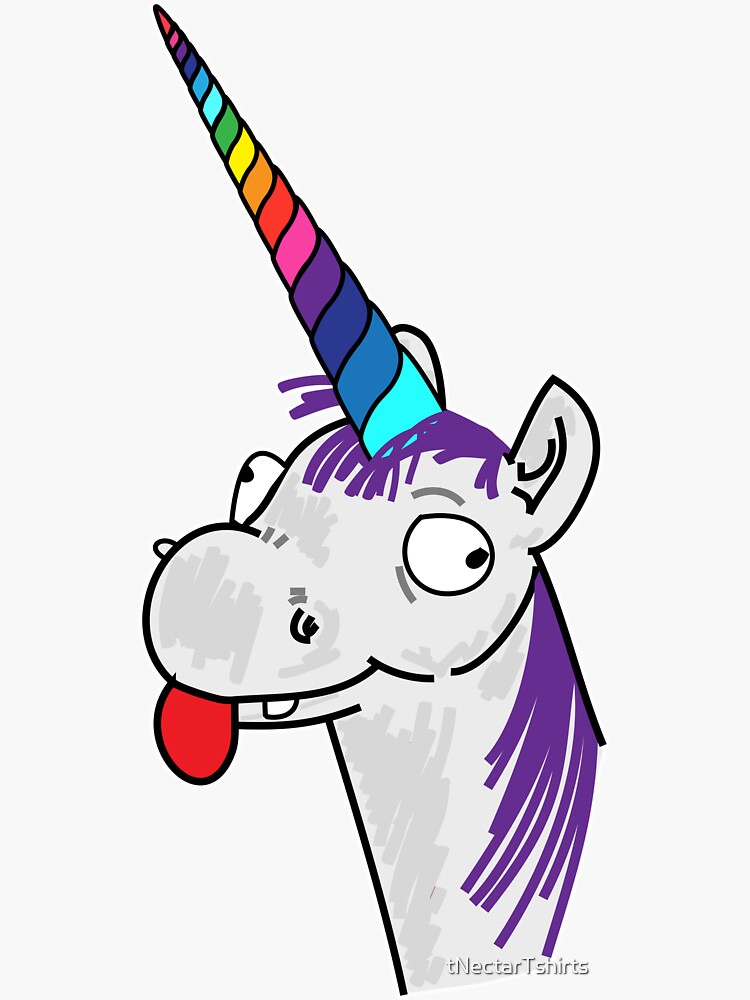 Goofy Unicorn Rainbow Horn Sticker For Sale By Tnectartshirts