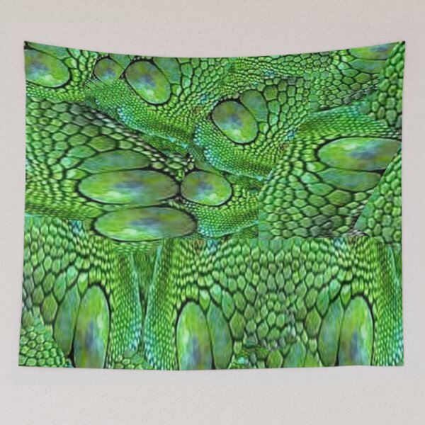 Item preview, GREEN IGUANA JEWELS & SCALES ABSTRACT COLLAGE designed and sold by sharlesart.