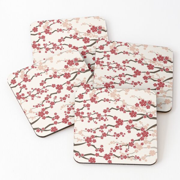 Item preview, Red Oriental Cherry Blossoms On Ivory | Zen Japanese Sakura Flowers © fatfatin  designed and sold by fatfatin.