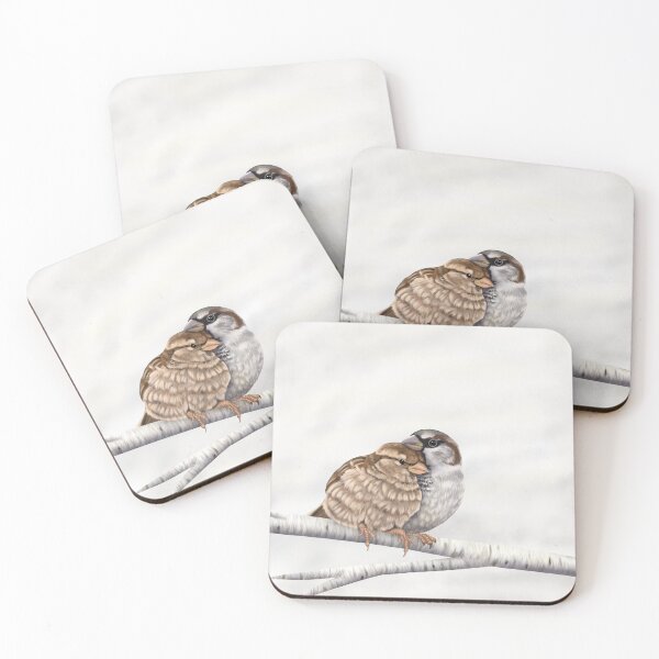 Item preview, House sparrows on a birch branch designed and sold by Mehu.