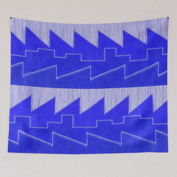 Item preview, Factory Skyline - Blue designed and sold by Sally Cummings.