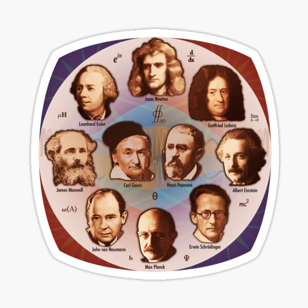 Some Math, Physics, and Quantum Mechanics Greats Sticker