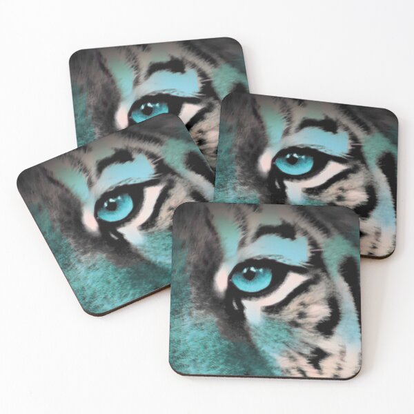 Item preview, White Tiger Eye Gray Turquoise Animal Print designed and sold by lorrinani.