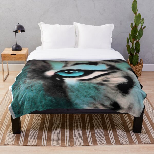 Item preview, White Tiger Eye Gray Turquoise Animal Print designed and sold by lorrinani.