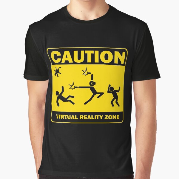 Vista previa del artículo con la obra «¡Precaución! ¡Zona de Realidad Virtual!», diseñado y vendido por Klutzo.