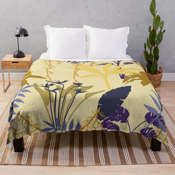 Item preview, Yellow and purple leafy jungle pattern designed and sold by Sengflo.