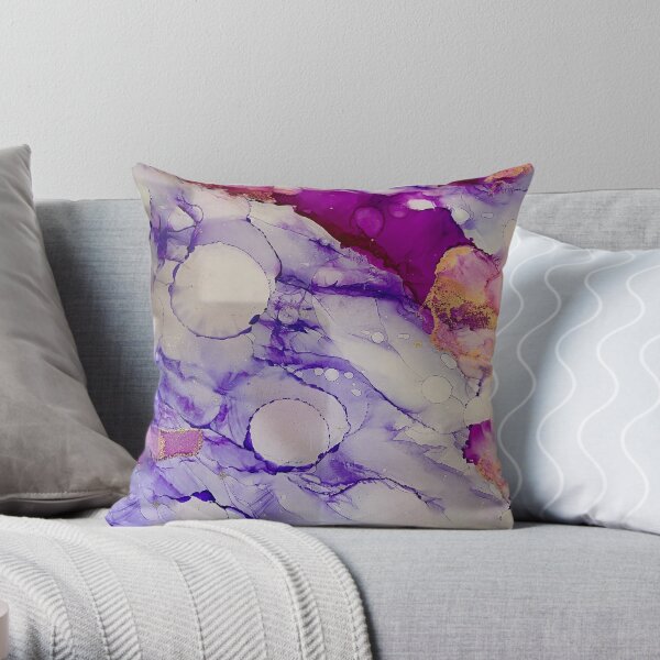 Inking in Purple Throw Pillow