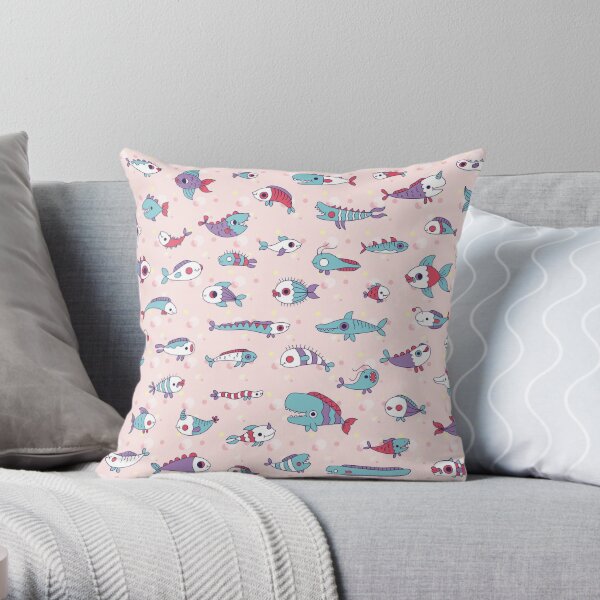 Happy Fish Party Throw Pillow