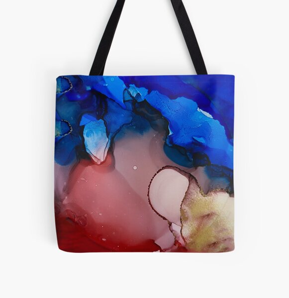 Inking in Blues, Reds & Gold All Over Print Tote Bag