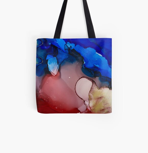 Inking in Blues, Reds & Gold All Over Print Tote Bag