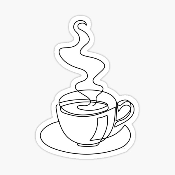 Continuous line art of hot drink Sticker