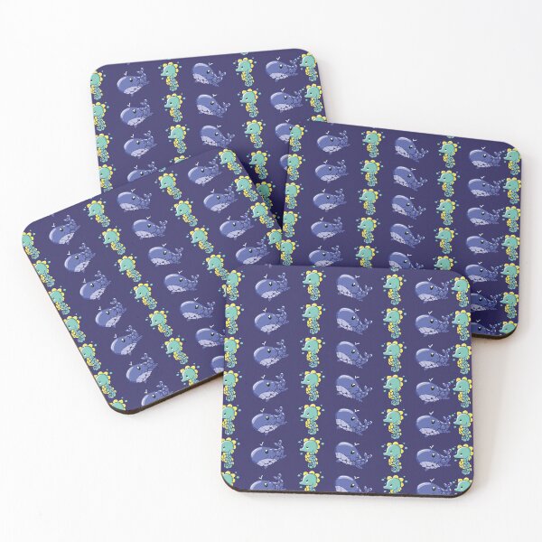 Item preview, Sea glass Animal Pattern - Whale and Seahorse in Chibi Style  designed and sold by MakeGoodChoices.