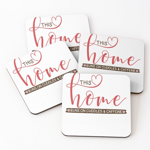 Item preview, This Home Runs on Cuddles and Caffeine - Relationship Anniversary, Christmas and Birthday Party Gift Ideas for Coffee Lovers designed and sold by ASClothDesign.