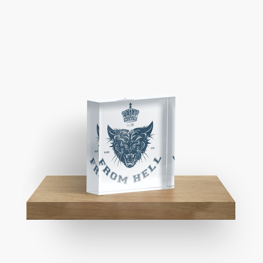 Pussy From Hell - stencil - Navy Acrylic Block