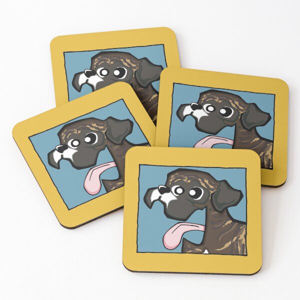Item preview, Boxer - Brindle (Face) YELLOW BG designed and sold by TheChicken.