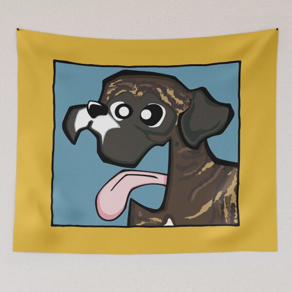 Item preview, Boxer - Brindle (Face) YELLOW BG designed and sold by TheChicken.