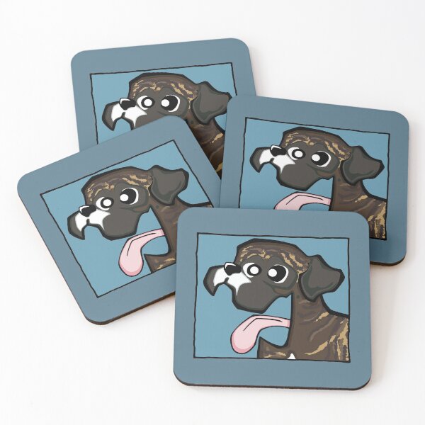 Item preview, Boxer - Brindle (Face) BLUE BG designed and sold by TheChicken.