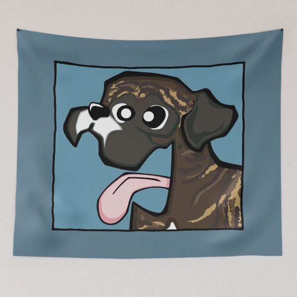 Item preview, Boxer - Brindle (Face) BLUE BG designed and sold by TheChicken.