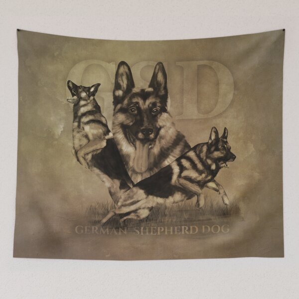 Aperçu de l'œuvre Chien de berger allemand - GSD Collage créée et vendue par k9printart.