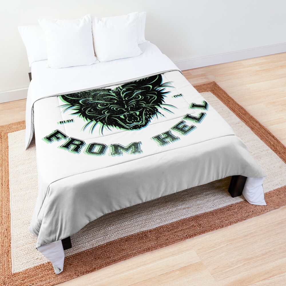 Pussy From Hell - stencil - offset Black Comforter