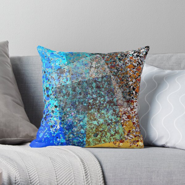 Ocean Notes - Abstract Digital Painting Wall Art Colorful Geometric Art Throw Pillow