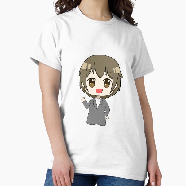 anime girl with suit waving her hand Classic T-Shirt