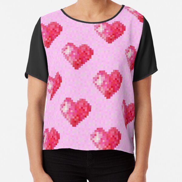 Pink Pixel Hearts Chiffon Top