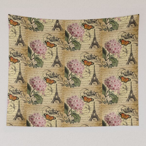 Item preview, cottagecore vintage paris hydrangea floral botanical art  designed and sold by LEILA ART SPACE.