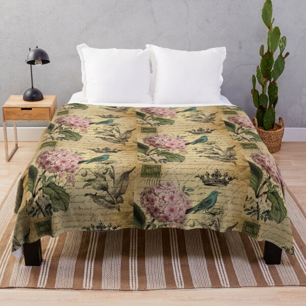 Item preview, cottagecore vintage paris hydrangea floral botanical art designed and sold by LEILA ART SPACE.