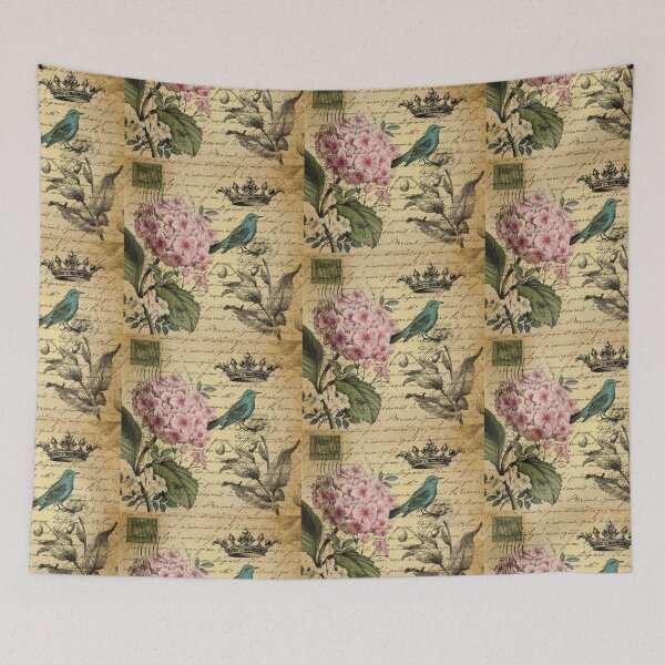 Item preview, cottagecore vintage paris hydrangea floral botanical art designed and sold by LEILA ART SPACE.