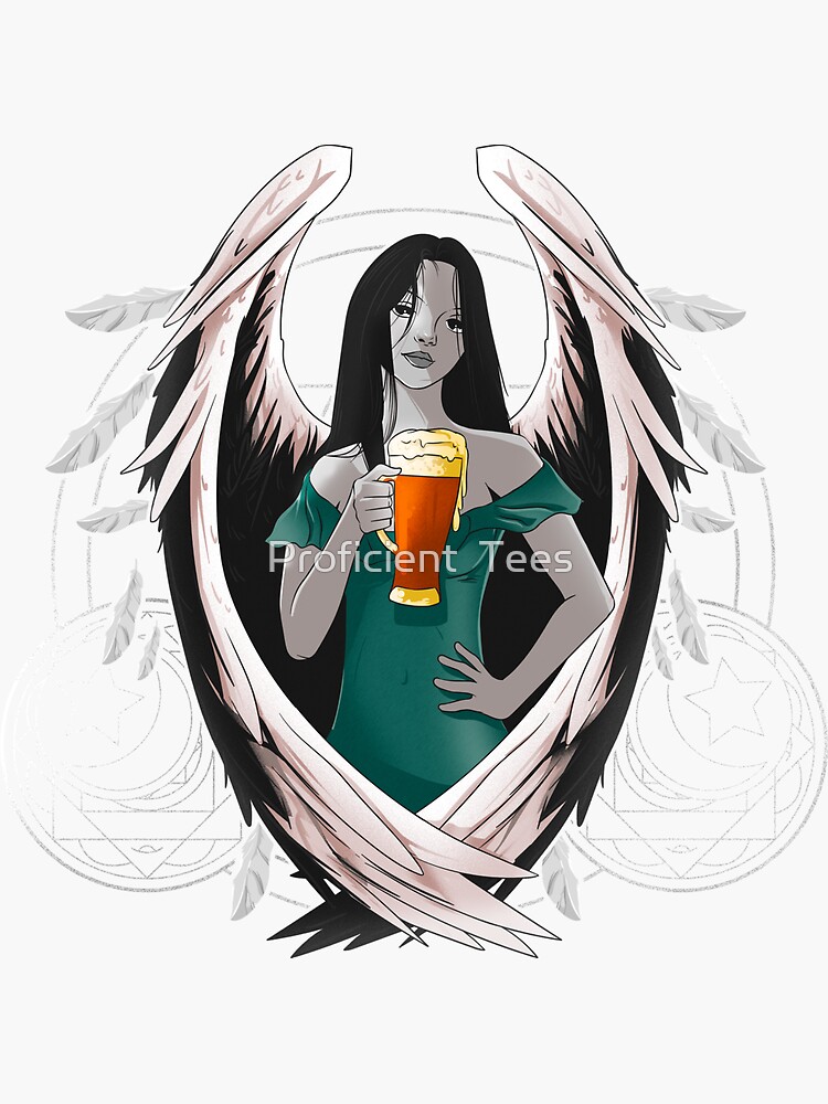 "Guardian Angel Drinking Beer Angels" Sticker for Sale by jahc8310