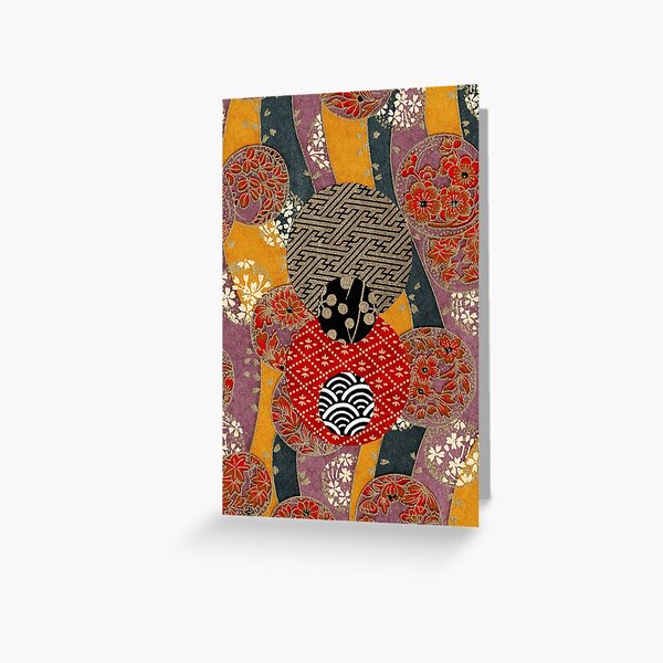 Collage 110 | Japanese washi yuzen chiyogami origami paper collage Greeting Card