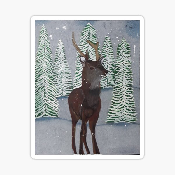 Stag in the snow Sticker