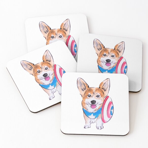 Item preview, Captain Americorgi sumie ink and watercolor painting designed and sold by ladyshekk.
