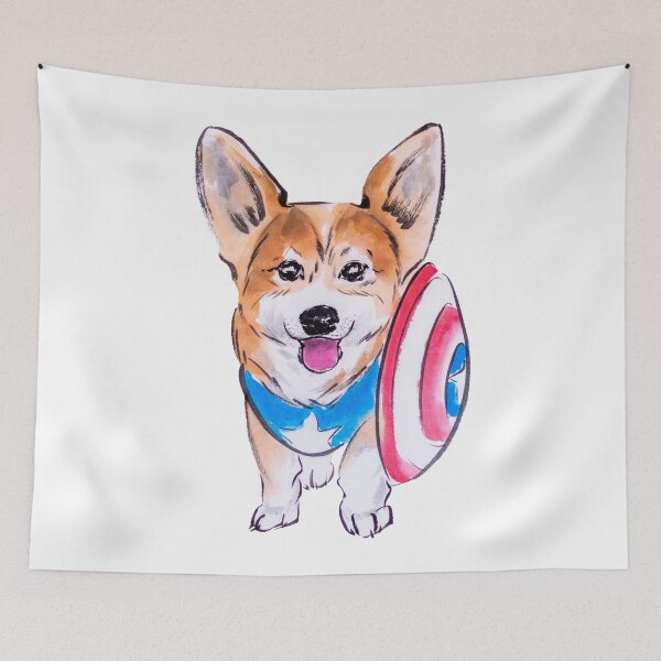 Item preview, Captain Americorgi sumie ink and watercolor painting designed and sold by ladyshekk.