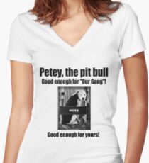Petey the Pit Bull Women's Fitted V-Neck T-Shirt
