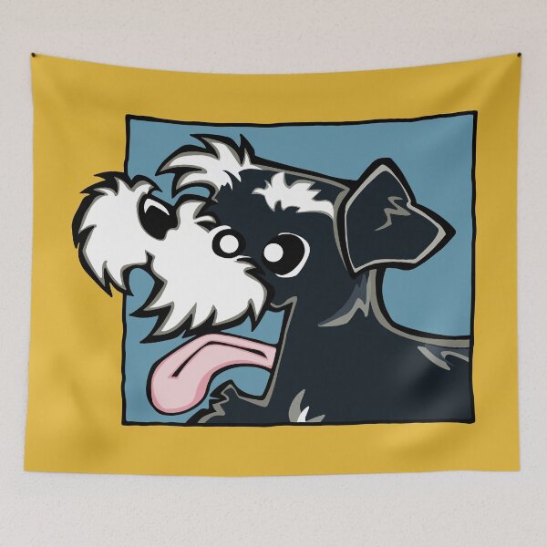 Item preview, Miniature Schnauzer - Black and Silver (Face) YELLOW BG designed and sold by TheChicken.