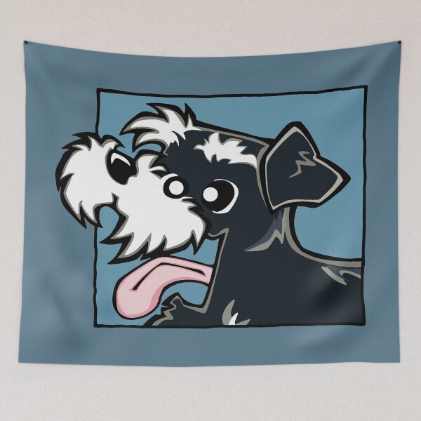 Item preview, Miniature Schnauzer - Black and Silver (Face) BLUE BG designed and sold by TheChicken.