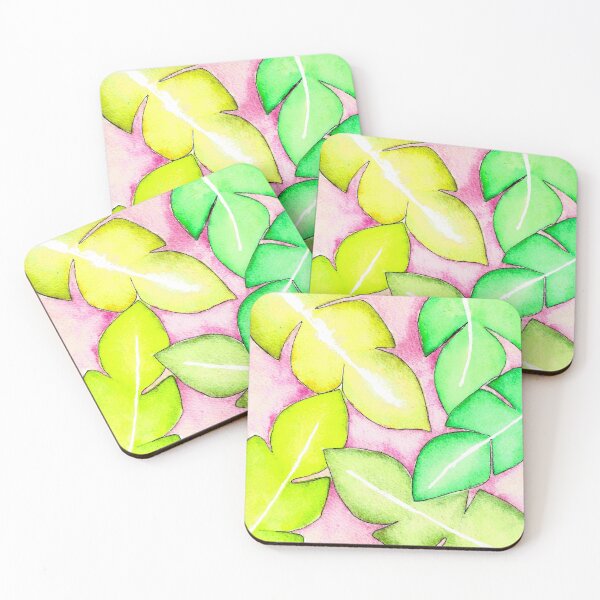 Item preview, Watercolor Tropical Banana Leaves with a Hot Pink Background designed and sold by VancheffyArt.