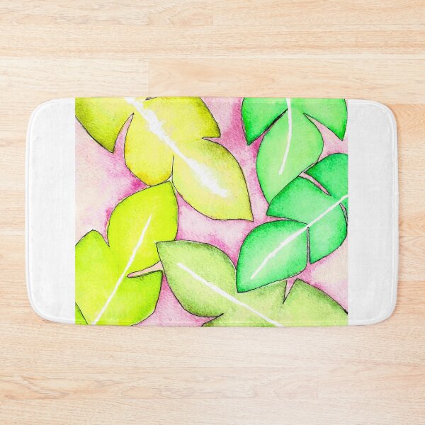 Item preview, Watercolor Tropical Banana Leaves with a Hot Pink Background designed and sold by VancheffyArt.