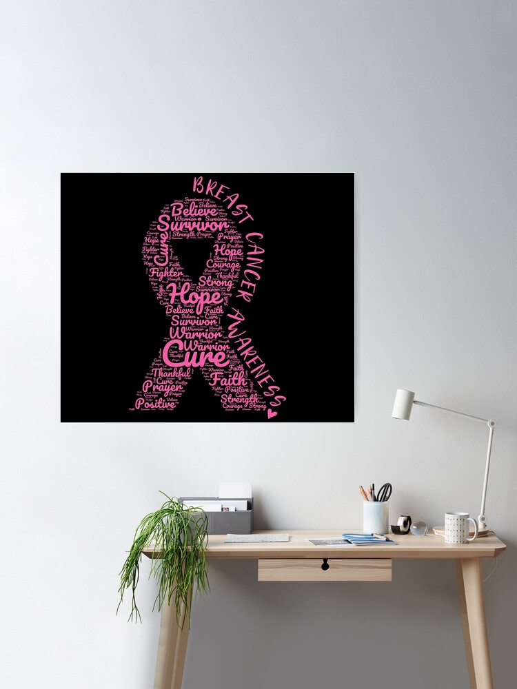 Pink Ribbons Breast Cancer Support Words Cloud Pattern Poster for Sale by  mrhighsky