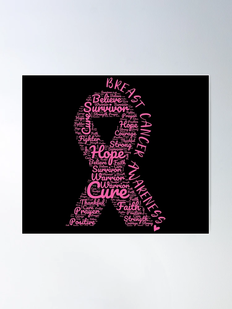 Pink Ribbons Breast Cancer Support Words Cloud Pattern Poster for Sale by  mrhighsky