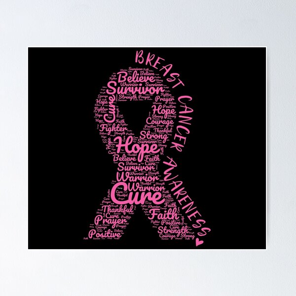 Breast Cancer Awareness Pink Ribbon With Positive Words