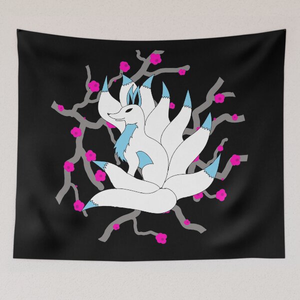 Item preview, 9 tail kitsune fox with light blue designed and sold by FloWynn.