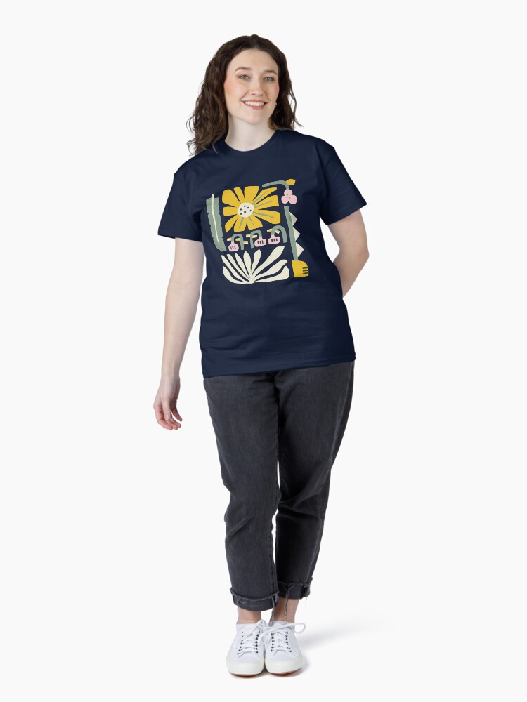 Thumbnail 4 of 7, Classic T-Shirt, Fun abstract flower garden - yellow and green designed and sold by tinytenacious.