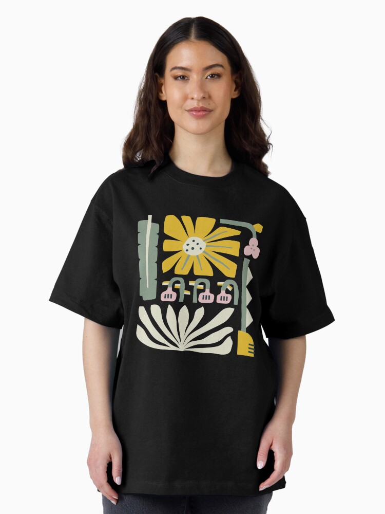 Thumbnail 1 of 7, Oversized T-Shirt, Fun abstract flower garden - yellow and green designed and sold by tinytenacious.