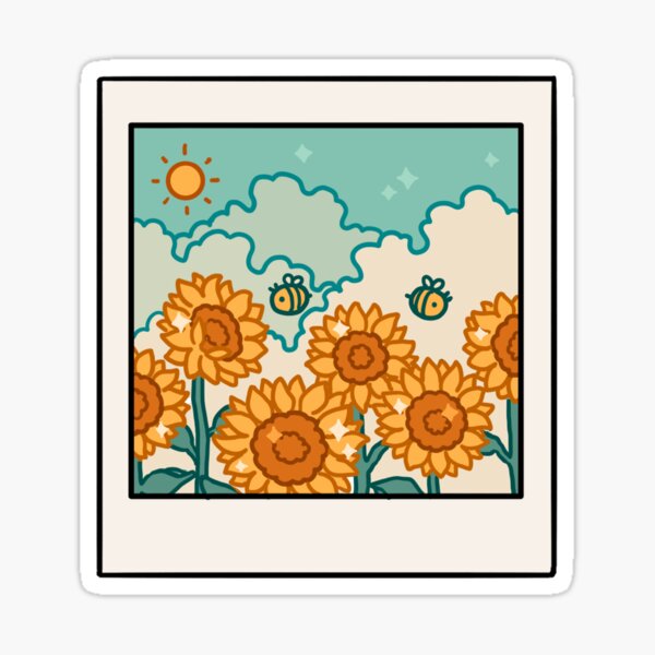 polaroid de girasol Pegatina