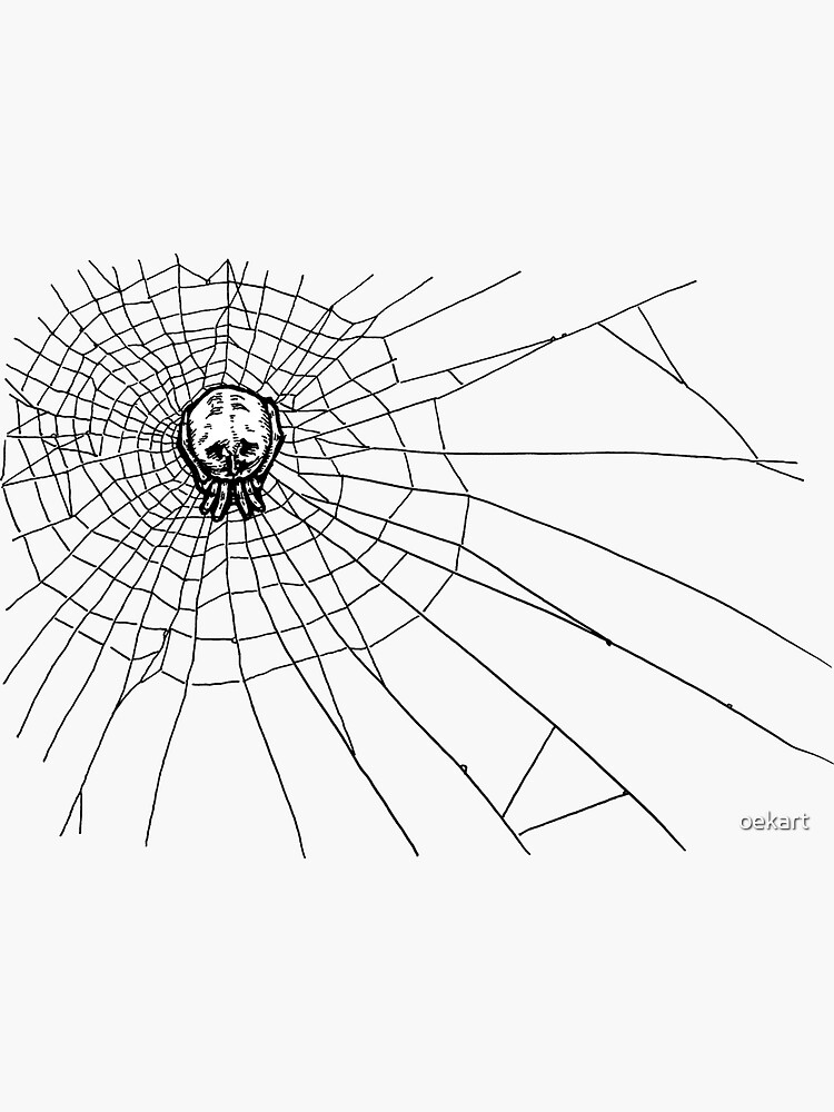 Thumbnail 3 of 3, Sticker, Skull Spider and Its Web by oekart designed and sold by oekart.