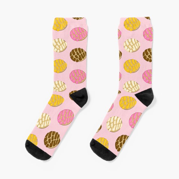 Latinx Concha Mexican Bread Pan Dulce Pink Socks