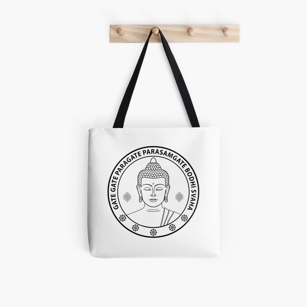 Buddha Heart Sutra Gate Gate Paragate Tote Bag For Sale By Gothamel Redbubble